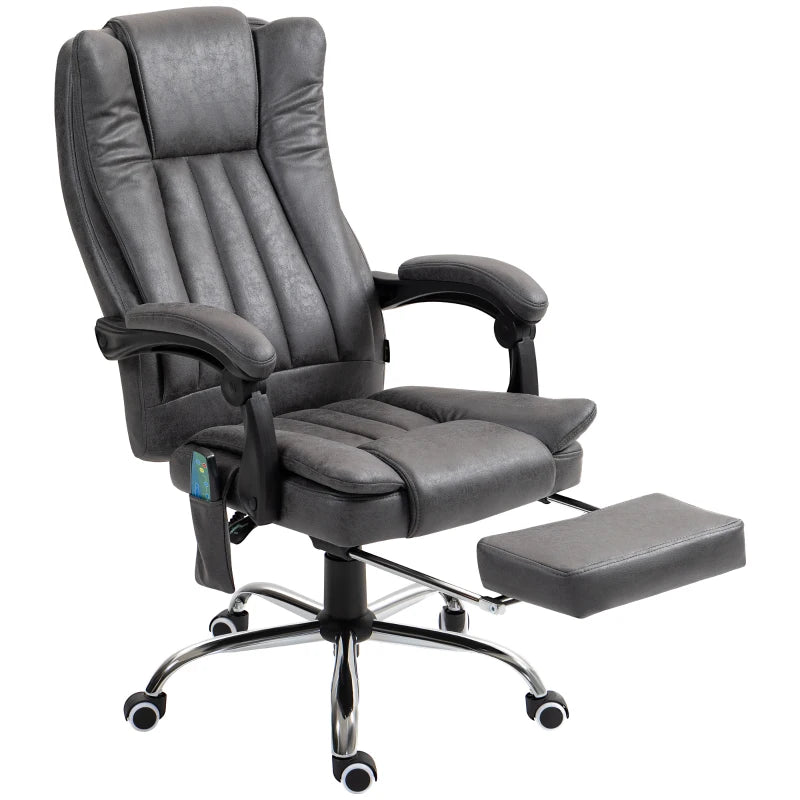 Vinsetto Six-Point Massage Chair with Heat & Footrest - Ergonomic Dark Grey Recliner for Ultimate Relaxation