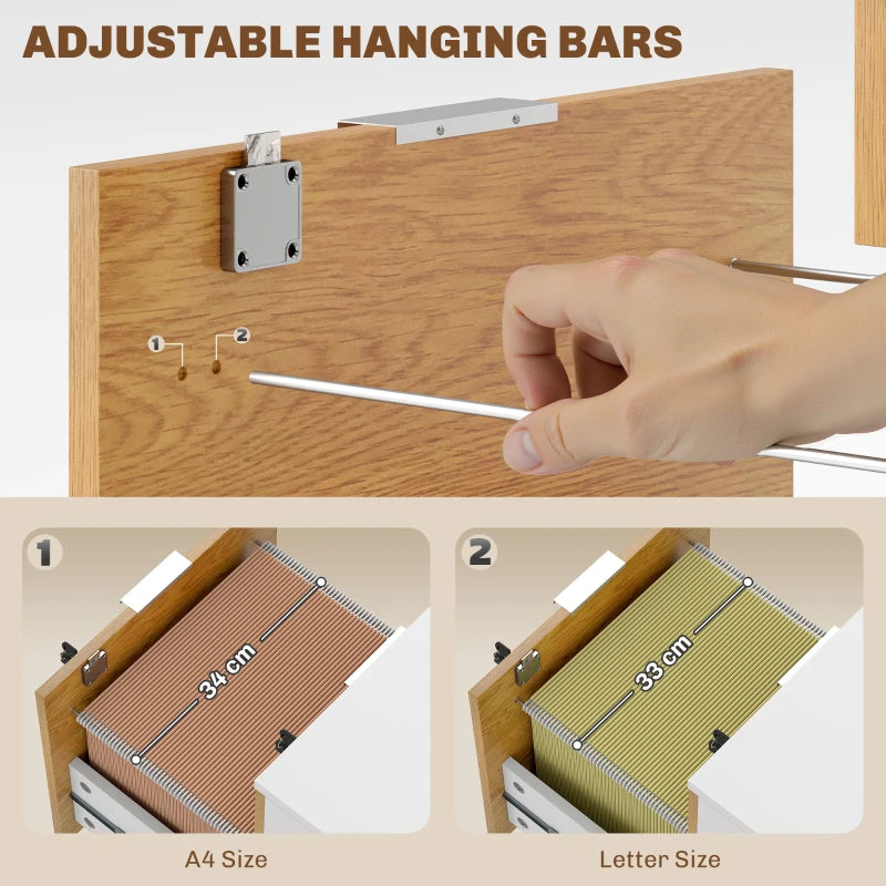 Stylish Two-Drawer Lockable Filing Cabinet - Durable Wood Effect Design for Secure Document Storage