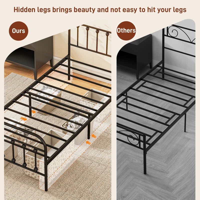 Minimalistic Black Metal Bed Frame - Stylish, Durable, Modern Design for Twin, Full, Queen, King Size Beds