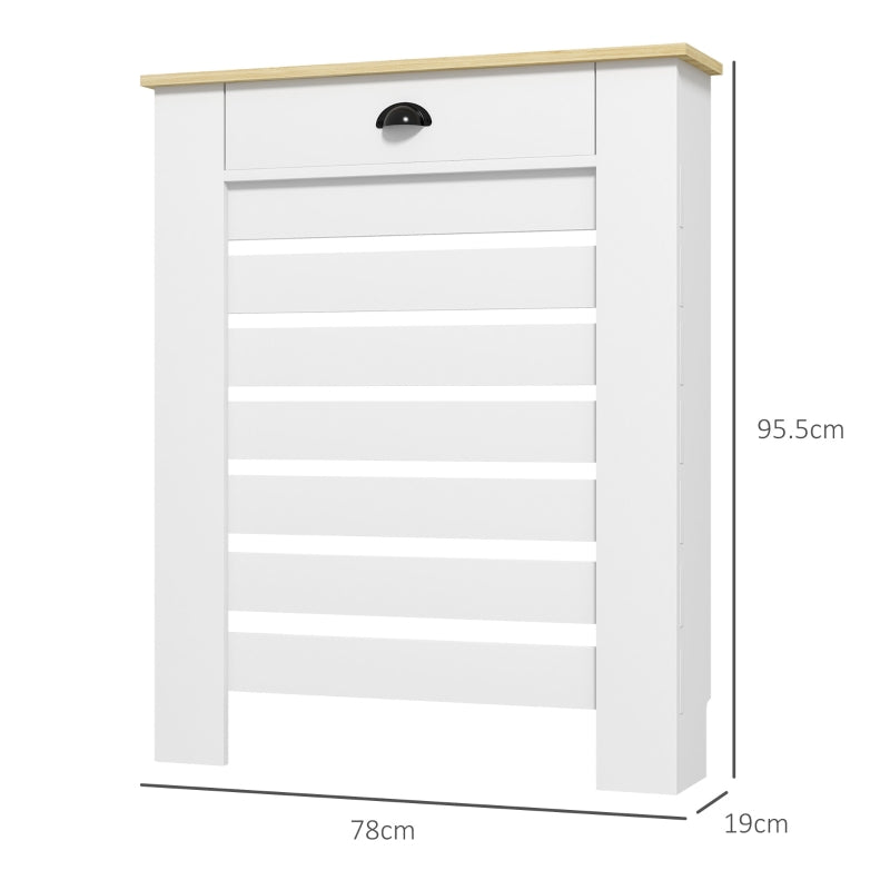 Elegant White Radiator Cover with Drawer 95.5H x 78Wcm for Home Decor