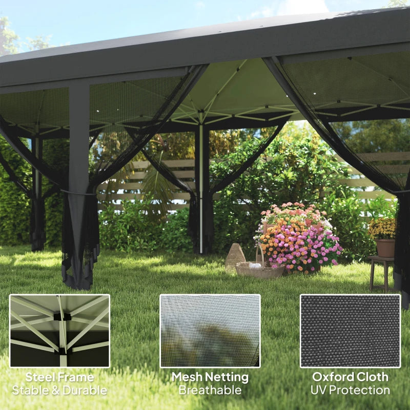 3m x 6m Pop Up Gazebo Tent with Mesh Walls, Outdoor Canopy for Parties & Weddings, Black