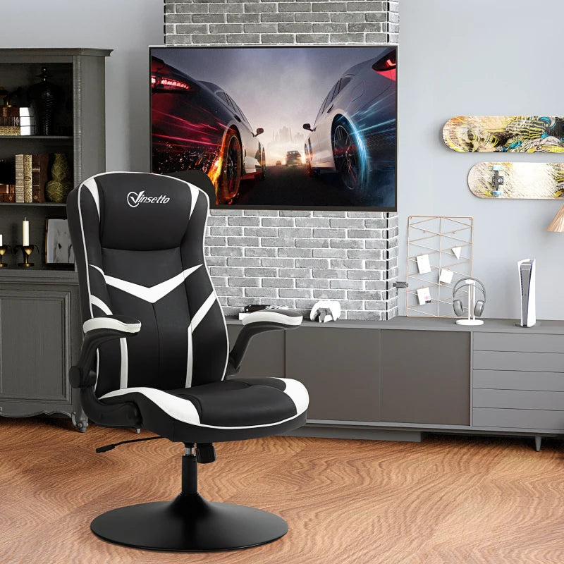 Vinsetto Ergonomic Gaming Chair - Adjustable Height, Swivel Base, PVC Leather - Black Home Office Desk Chair