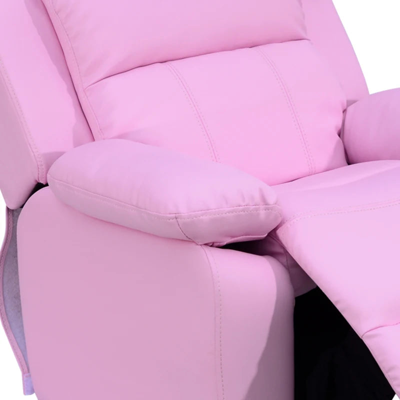 Kids Pink Sofa Armchair Recliner - PU Leather Toddler Lounger with Storage for Games & Playtime