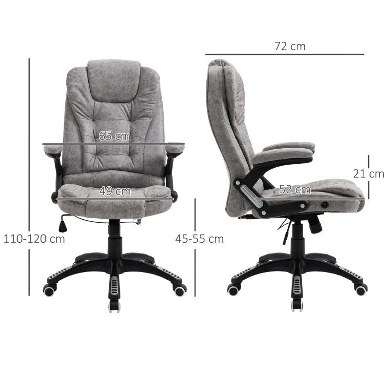 Vinsetto Ergonomic Office Chair - Comfortable Grey Desk Chair with Adjustable Height, Armrests, Reclining & Tilt Function
