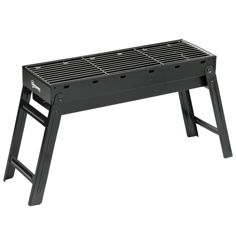 Portable Foldable Charcoal Grill - Compact Black BBQ for Outdoor Cooking and Camping