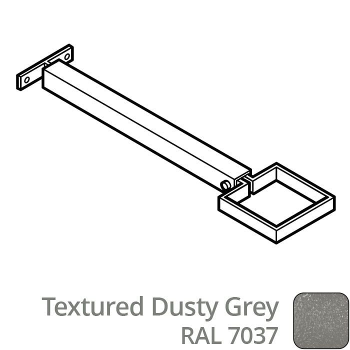 Alumasc 100 x 75mm (4"x3") Aluminium Stand-Off (290mm) Downpipe Clip - Textured 7037 Dusty Grey