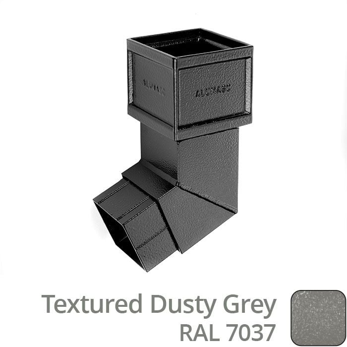 Alumasc 75 x 75mm (3"x3") Cast Aluminium Downpipe 135 Degree Bend without Ears - Textured 7037 Dusty Grey
