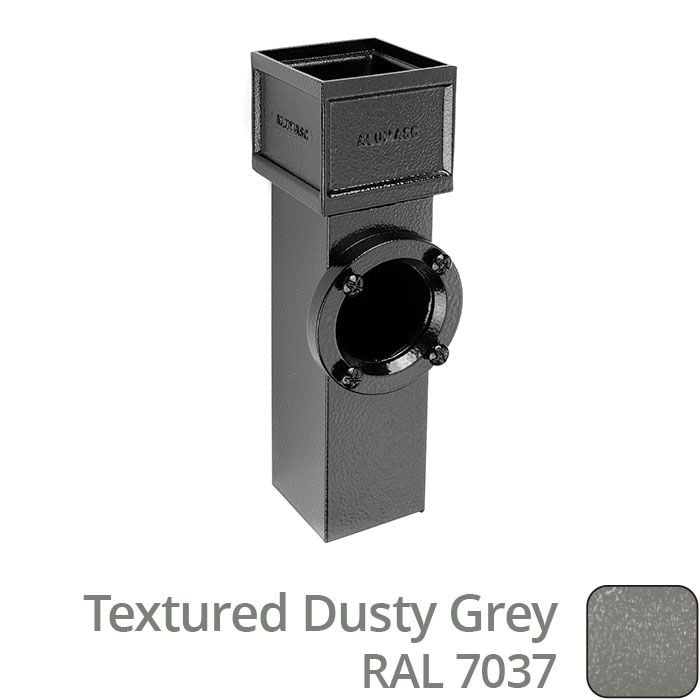 Alumasc 75 x 75mm (3"x3") Cast Aluminium Downpipe Access Pipe with Cast Ears - Textured 7037 Dusty Grey