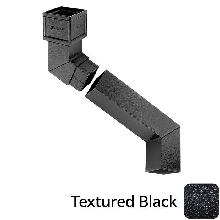 Alumasc 100 x 75mm (4"x3") Cast Aluminium Downpipe Two-part 305mm (max) Adjustable Offset - Textured Black