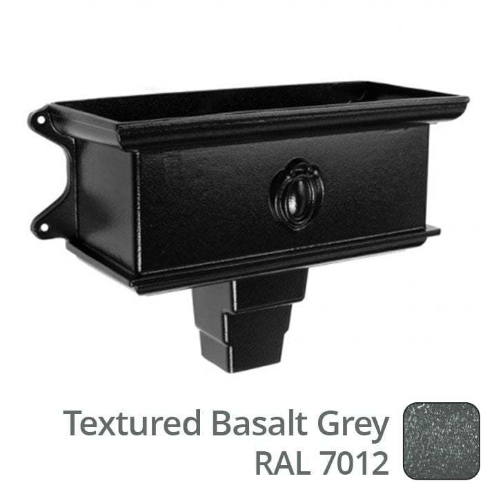 Alumasc 75 x 75mm (3"x3") Cast Aluminium Ornamental Hopper - 410 x 190 x 180mm - Textured 7012 Basalt Grey