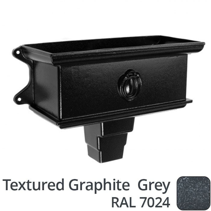 Alumasc 75 x 75mm (3"x3") Cast Aluminium Ornamental Hopper - 410 x 190 x 180mm - Textured 7024 Graphite Grey