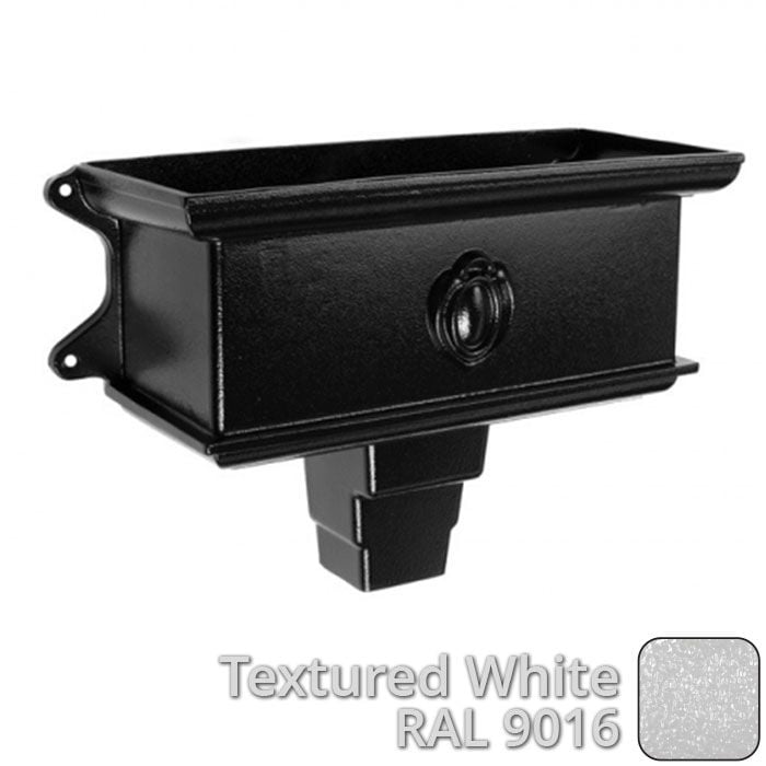 Alumasc 75 x 75mm (3"x3") Cast Aluminium Ornamental Hopper - 410 x 190 x 180mm - Textured 9016 White