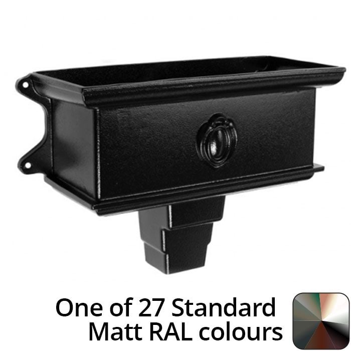 Alumasc 75 x 75mm (3"x3") Cast Aluminium Ornamental Hopper (with motif) - 410 x 190 x 180mm - One of 26 Standard Matt RAL colours TBC