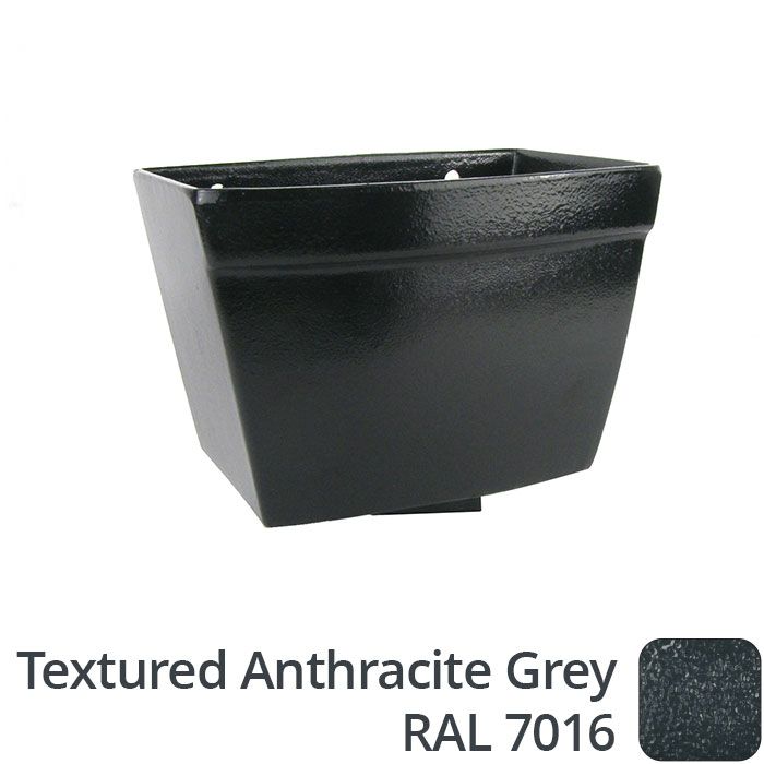 Alumasc 100 x 75mm (4"x3") Cast Aluminium Rectangular Hopper - 260 x 190 x 180mm - Textured 7016 Anthracite Grey