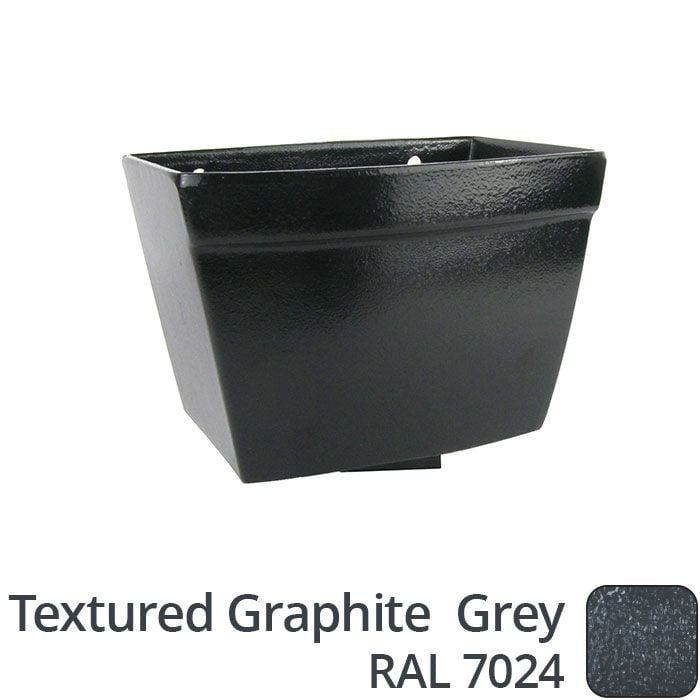 Alumasc 75 x 75mm (3"x3") Cast Aluminium Rectangular Hopper - 260 x 190 x 180mm - Textured 7024 Graphite Grey