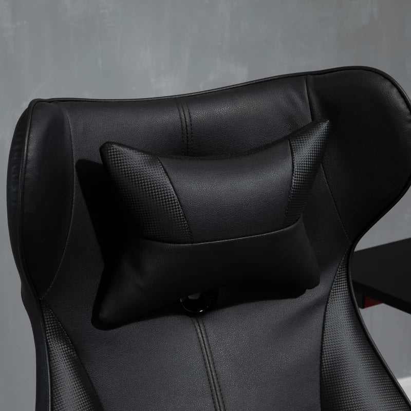 Vinsetto Racing Style Video Game Chair with Lumbar Support, Swivel Base, Flip-up Armrests & Headrest - Black Home Office Chair
