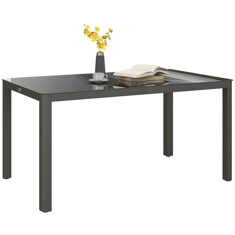 Grey Aluminium Glass Table - 150cm x 88cm