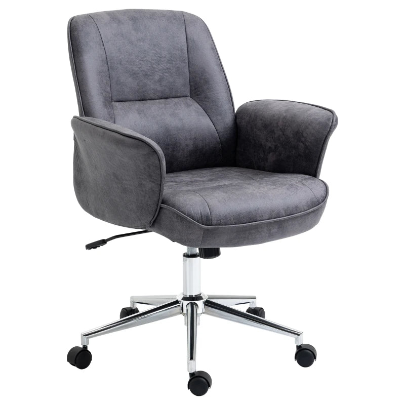 Vinsetto Charcoal Grey Swivel Office Chair - Mid Back Desk Chair for Home Study & Bedroom Comfort
