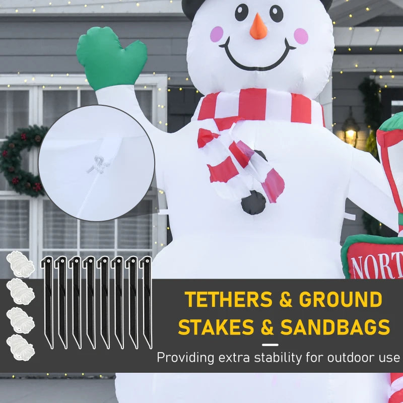 8ft Tall Inflatable Snowman with Street Lamp - Lighted Christmas Decoration for Indoor Outdoor Garden Lawn Party