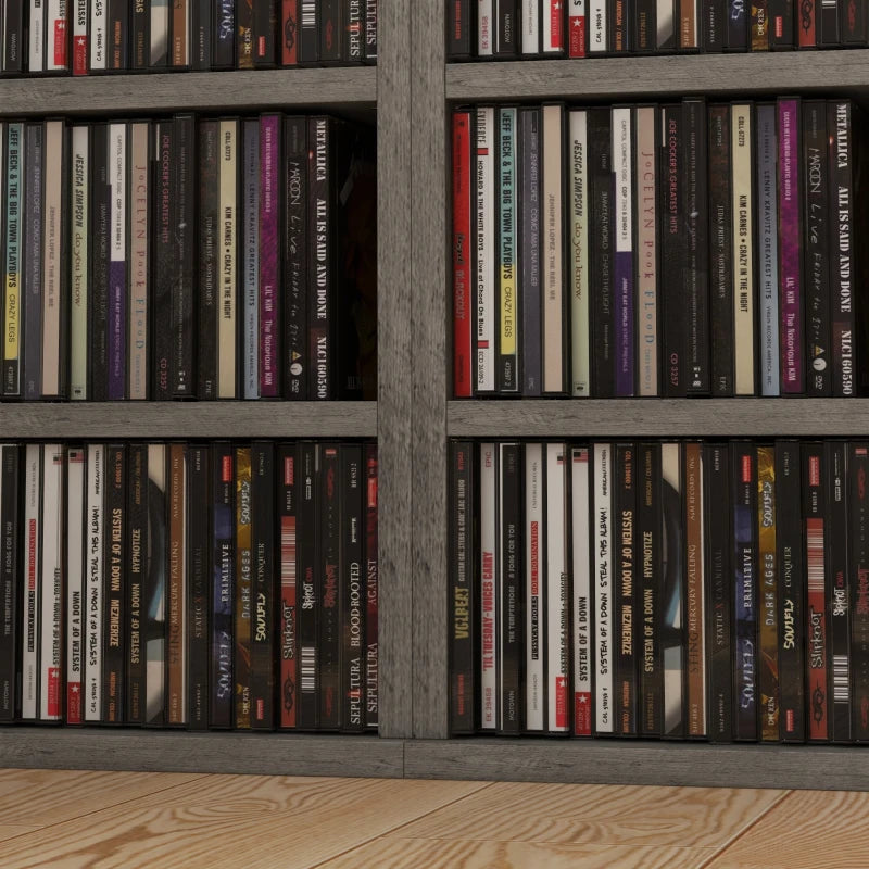 Set of 2 Dark Wood-Effect 102 CD Storage Units - Stylish and Space-Saving Media Organizers for Home or Office