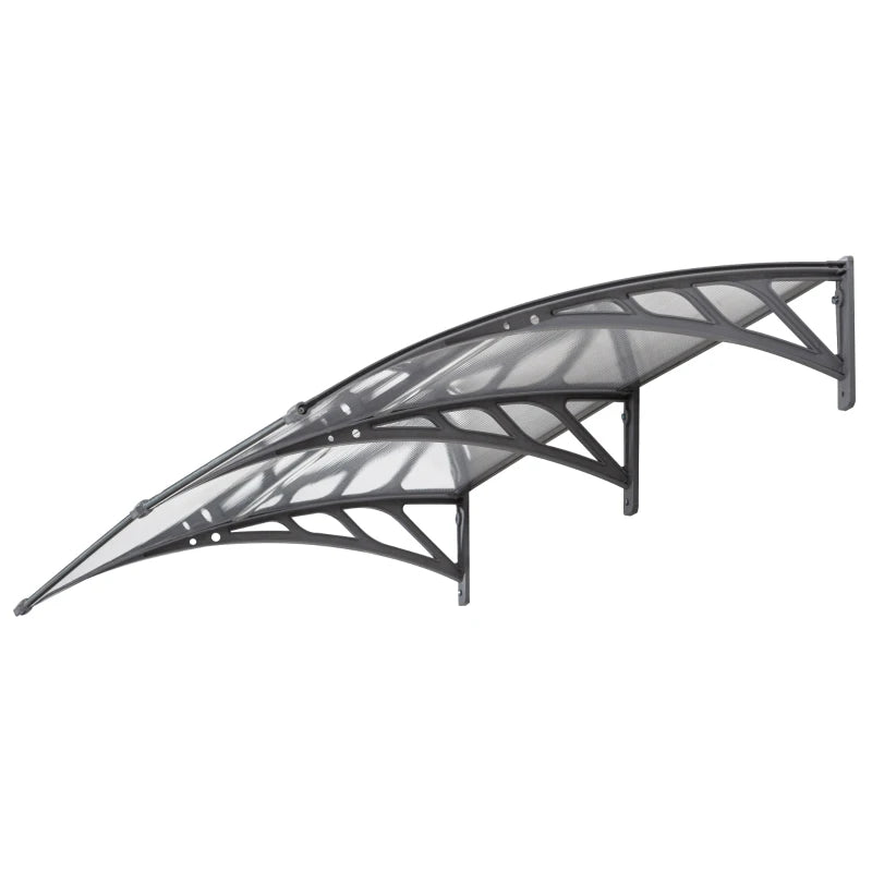 196cm x 75cm Clear Front Door Canopy - Rigid Plastic Polycarbonate Rain Shelter - UV, Water & Rain Resistant