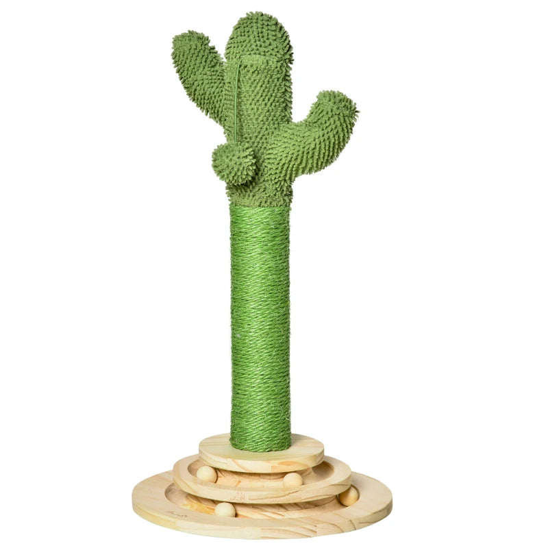 Cactus Cat Tree with Sisal Scratching Post & Hanging Ball - 60cm Indoor Play Tower for Kittens & Cats