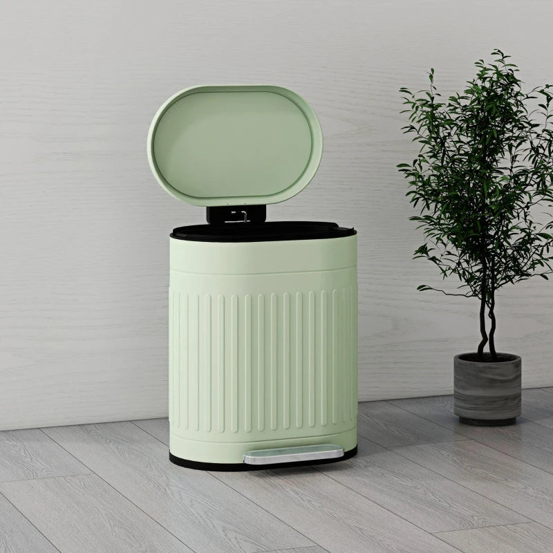 Light Green 20L Metal Kitchen Bin with Soft-Close Lid - Stylish & Durable Waste Container for Home & Office