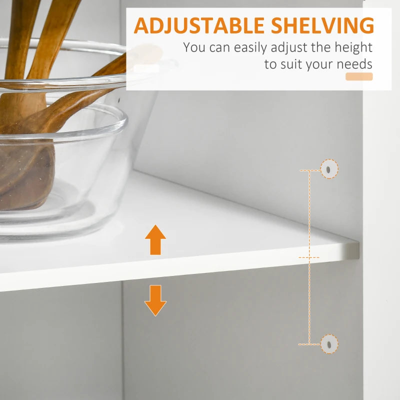 White Kitchen Island Utility Cart with 2 Storage Drawers & Cabinets - Perfect for Dining Room Organization