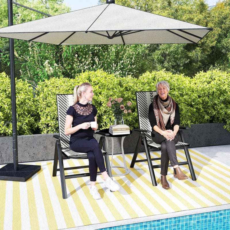 Set of 2 Grey Rattan Reclining Garden Chairs - Stylish Outdoor Seating for Patio, Deck, or Balcony