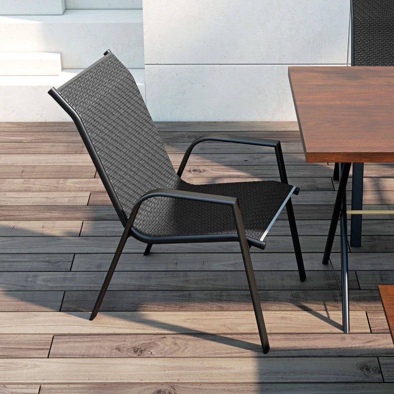 Stylish Four-Piece Grey Rattan Garden Seat Set - Stacking Outdoor Furniture for Patio, Balcony, and Garden