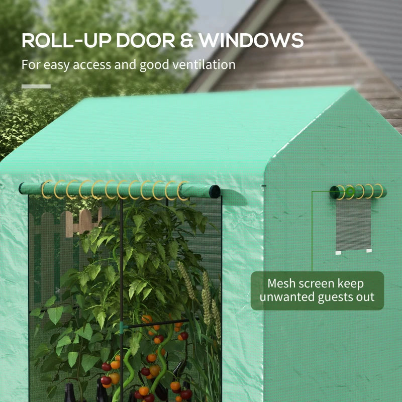 Green Walk-in Garden Grow House with Roll-up Door, 200x140x200cm