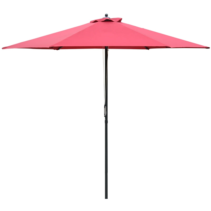 Round Wine Red Garden Parasol Umbrella - 2.8m Outdoor Sun Shade Canopy