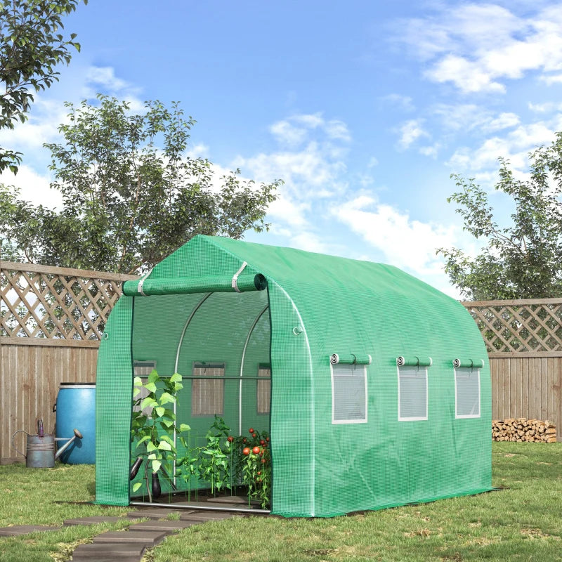 Green Walk-In Garden Poly Greenhouse (3x2m)