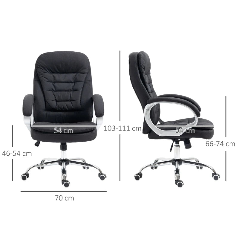 Ergonomic Executive Office Chair - Height Adjustable, Comfortable Fabric Desk Chair for Home Office - Stylish Black Design