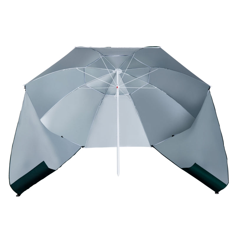 Green 2m UV Protection Beach Umbrella with Side Panel