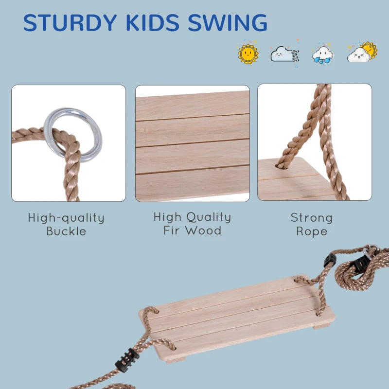 Natural Wood Kids Garden Swing Chair - Outdoor Toy