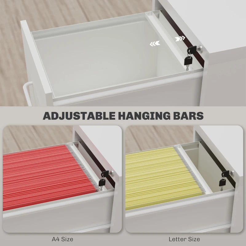 Modern Cream Three-Drawer Steel Filing Cabinet - Stylish Office Storage Solution for Organizing Documents and Files