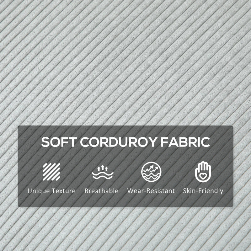 Light Grey Three-Seater Corduroy Sofa for Stylish Living Room Comfort