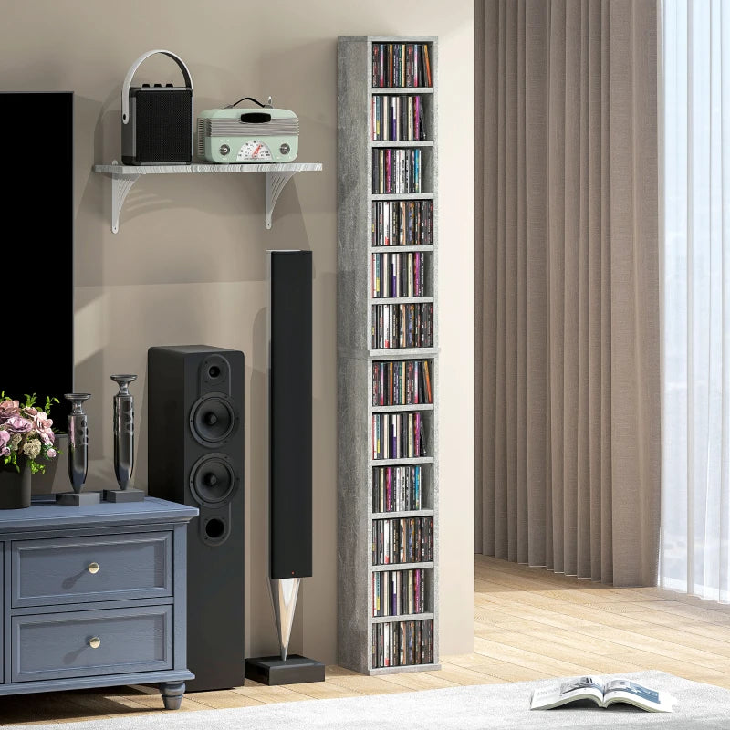 Set of 2 Cement Grey CD Storage Units - Stylish and Durable Media Organizers for Home or Office