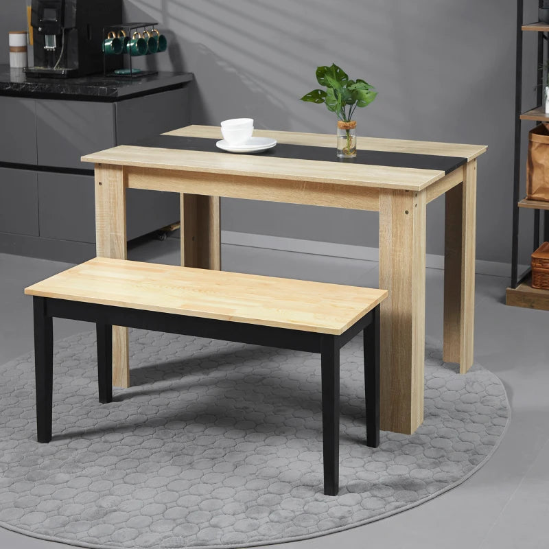 Stylish 102 cm Black Wood Dining Bench for 2 - Perfect for Kitchen, Dining Room, or Entryway Seating