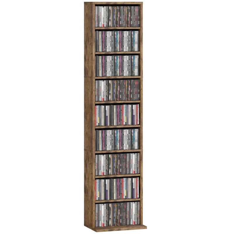 260 Narrow CD Storage Unit - Rustic Brown - Stylish & Space-Saving Organizer for CDs, DVDs, and Media
