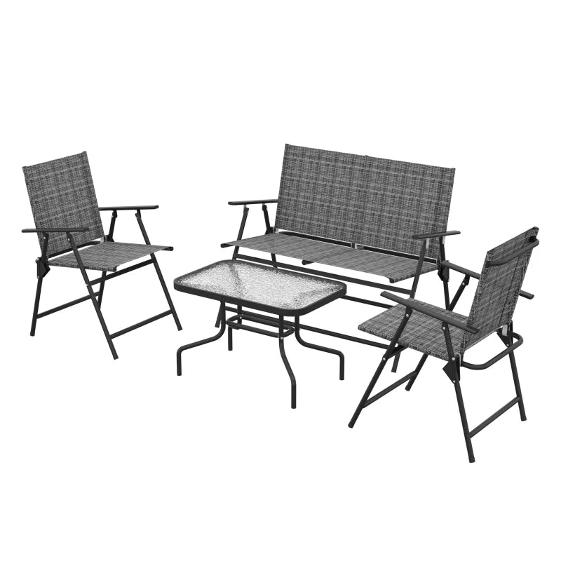 Four-Piece Metal Garden Sofa Set in Mixed Grey for Outdoor Relaxation and Comfort