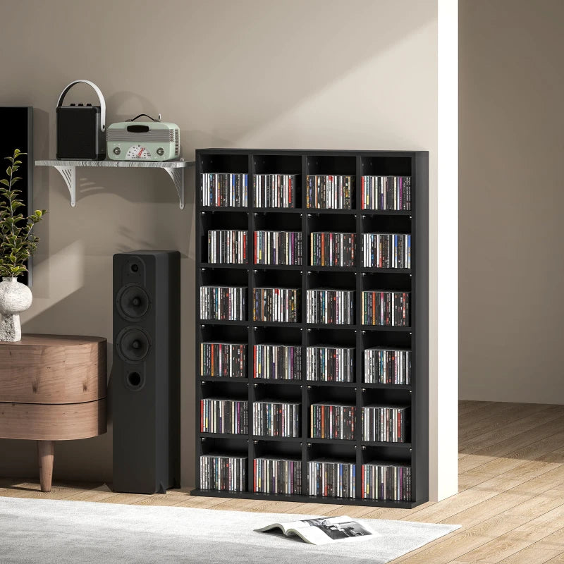 Adjustable CD Storage Unit with Shelves - 89 x 130.5 cm, Stylish Black Organizer for Media Collection