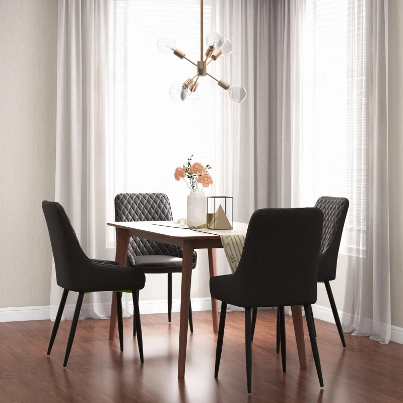 Retro Dining Chair Set of 4 - PU Leather Upholstered Kitchen & Living Room Chairs with Metal Legs in Grey