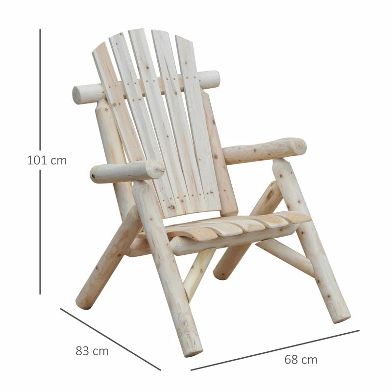 Natural Wood Adirondack Patio Lounge Chair