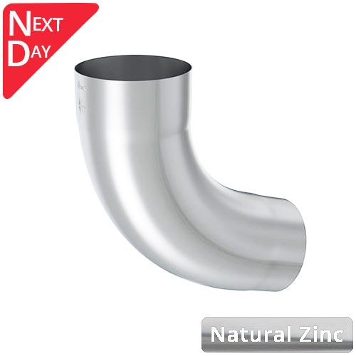 80mm Natural Zinc Downpipe 90 Degree Bend