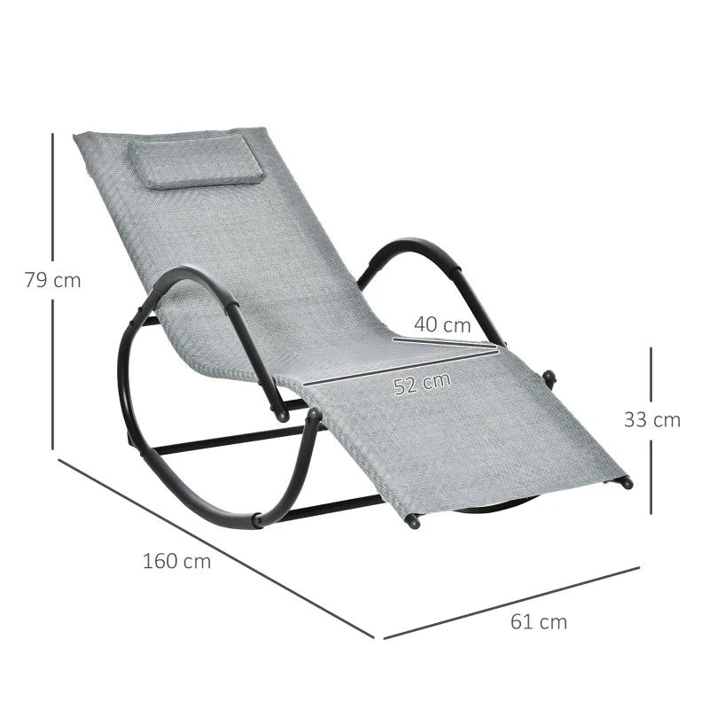 Grey Rocking Lounge Chair with Removable Pillow and Recliner Seat