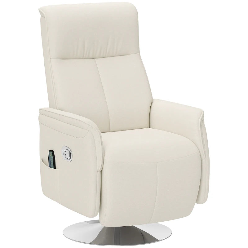 Cream 10-Point Massage Recliner Armchair for Ultimate Relaxation and Comfort