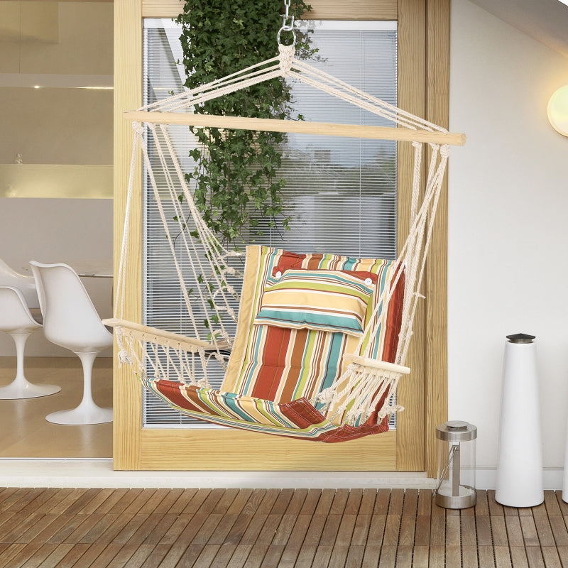 Striped Hanging Hammock Swing Chair - Safe Indoor/Outdoor Seating