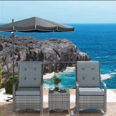 2-Seater Rattan Bistro Set With Table